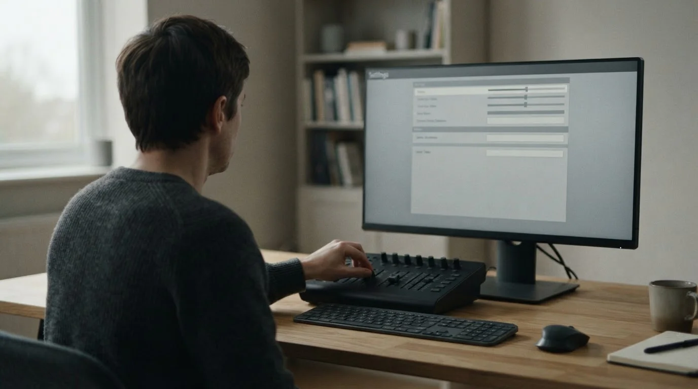 Persona de espaldas ajustando un límite en una pantalla de configuración