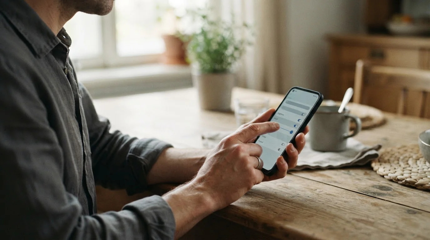 Mano ajustando un límite de depósito en la configuración de una aplicación móvil