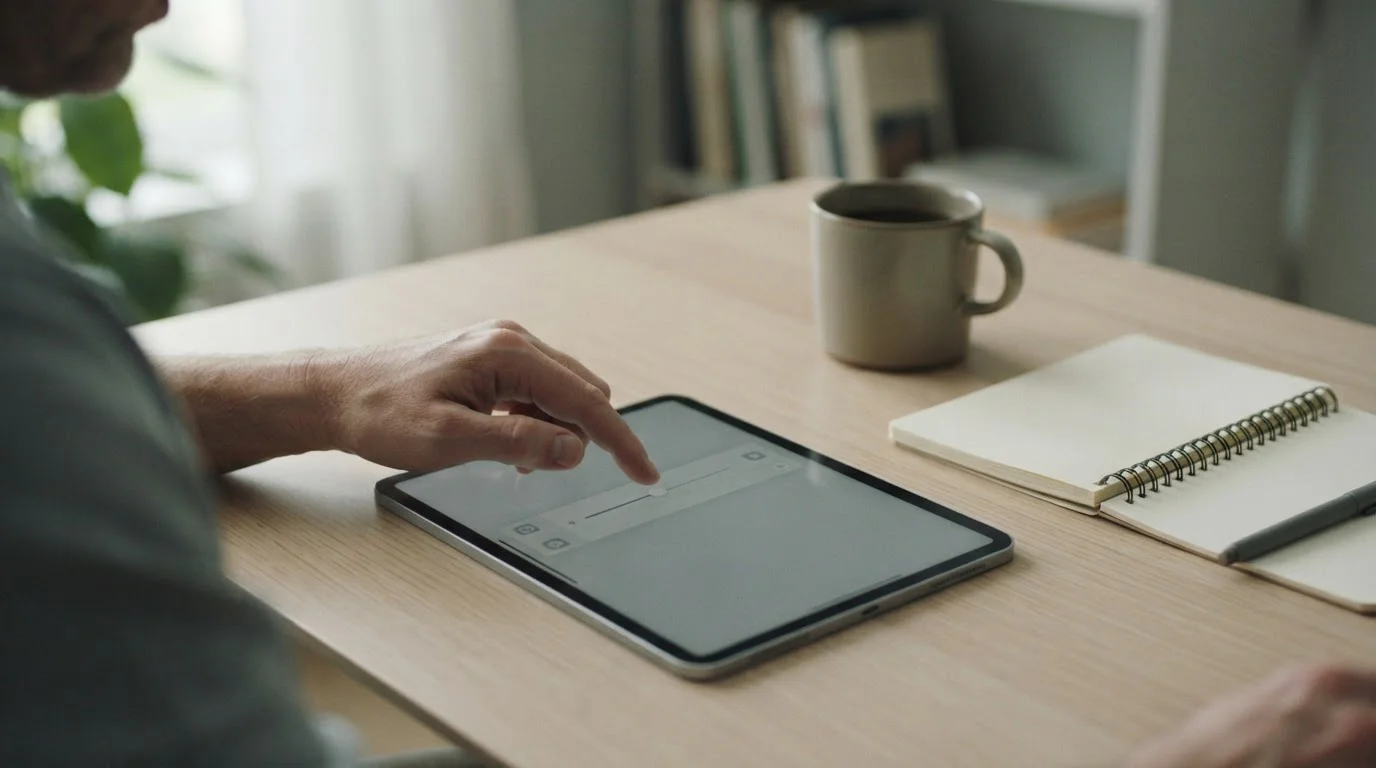 Mano que ajusta un límite en la configuración de una tableta